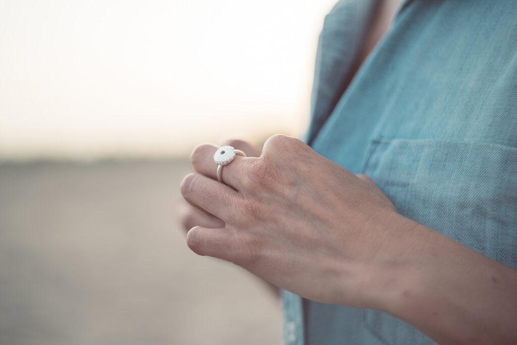anillo artesanal erizo de mar
