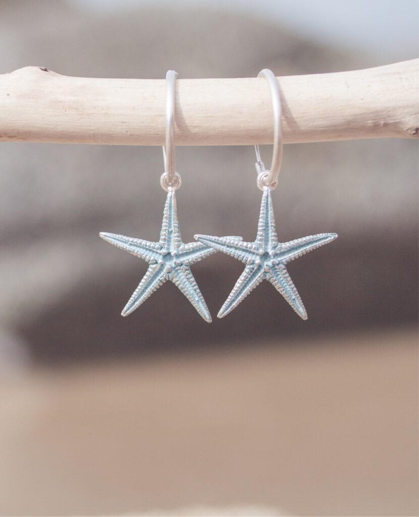 pendientes joyas inspiradas en estrella de mar turquesa - leitmotif