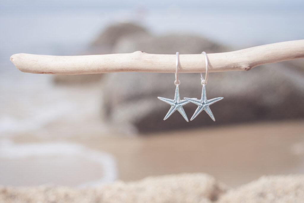 aros con acabado turquesa colección starfish de leitmotif