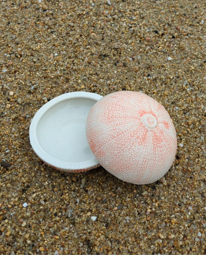 cajita única hecha a mano en forma de erizo de mar de leitmotif