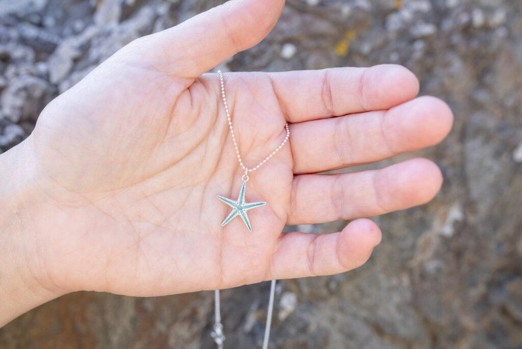 colgante turquesa, joya artesanal starfish de leitmotif