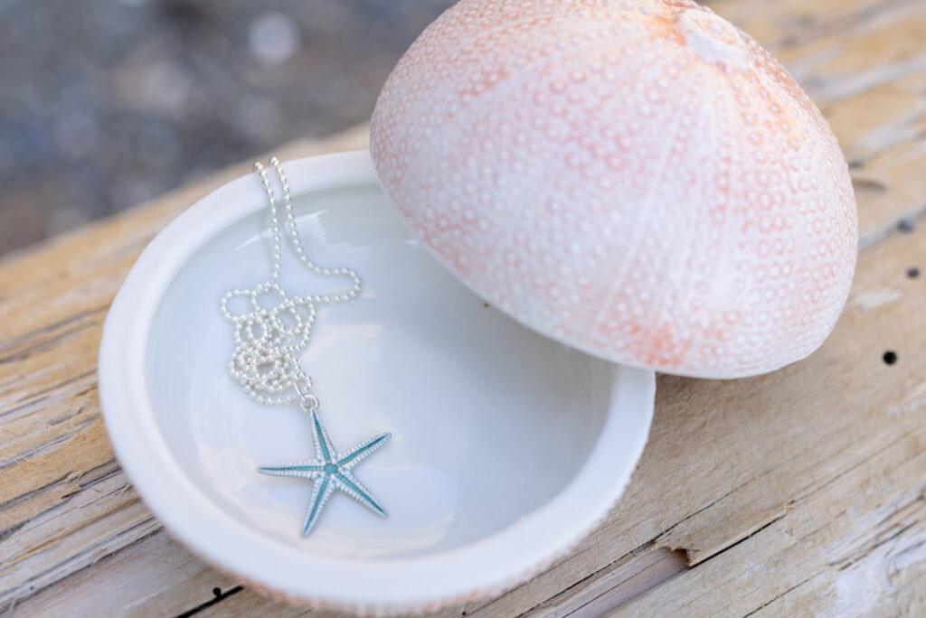 colgante plata turquesa estrella de mar